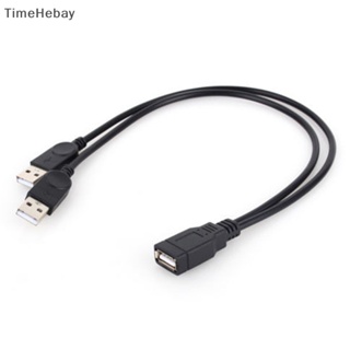 Timehebay ใหม่ สายชาร์จ USB 2.0 1 ตัวเมีย เป็น 2 ตัวผู้ Y-Splitter ซิงค์ข้อมูล EN