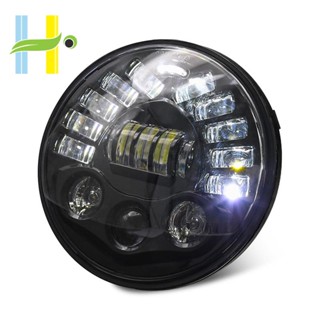 ไฟหน้า Led DRL ทรงกลม 300W สีขาว สีเหลืองอําพัน ขนาด 7 นิ้ว สําหรับรถจักรยานยนต์ Wrangler Cj Tj