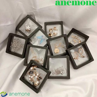 Anemone กล่องฟิล์มใส PE ทรงสี่เหลี่ยม อเนกประสงค์ สีดํา สําหรับใส่เครื่องประดับ สร้อยคอ แหวน