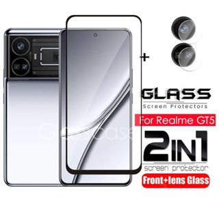 สําหรับ Realme Gt 5 2 in 1 ฟิล์มกระจกนิรภัยกันรอยหน้าจอ สําหรับ Realme Gt 5 Gt5 2023 ฟิล์มกันรอยหน้าจอ แบบเต็มจอ กระจกด้านหลัง ฟิล์มเลนส์กล้อง