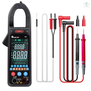 TOOLTOP X4 Handheld Portable Clamp Meter Color LCD Large Screen Clamp Meter 6000 Counts NCV AC Voltage Current Continuity Resistance Diode Frequency Capacitance Temperature Live Detection Multi-function Clamp Meter with Flashlight