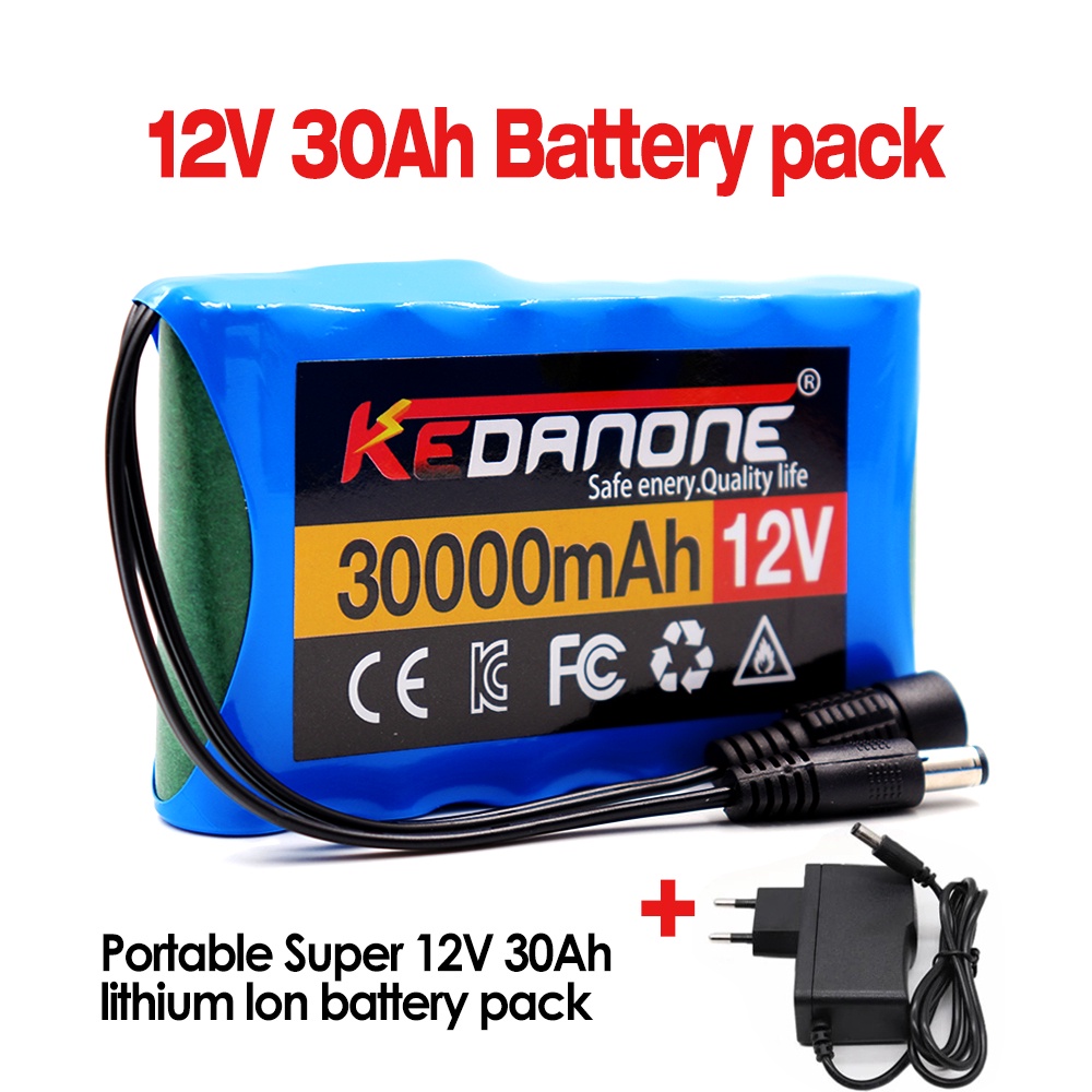 NEW Portable Super Battery 12V 30000mah Rechargeable Lithium Ion Battery Pack 30Ah Capacity DC CCTV Cam Monitor + 12.6V