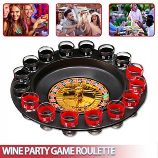 Shot Glass Roulette with Spinning Wheel 16 Shot Glasses Drinking Party Game Set