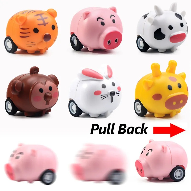 การ์ตูนสัตว์ เด็ก ดึงกลับ เครื่องบิน รถของเล่น / สร้างสรรค์ มินิ น่ารัก รถหมู โมเดล / เด็ก วันเกิด ปาร์ตี้ ของขวัญ