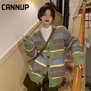 Cannup เสื้อคลุม เสื้อกันหนาว เท่ วินเทจ สบายๆ สไตล์ WMY23907D437Z230914