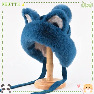 Nextth หมวกปิดหู แต่งขนเฟอร์ รูปแมวน่ารัก ให้ความอบอุ่น แฟชั่นสําหรับผู้หญิง