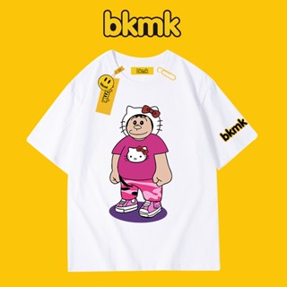 Bkmk เสื้อยืดแขนสั้น ผ้าฝ้ายแท้ ทรงหลวม สไตล์สตรีท สําหรับผู้ชาย