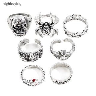 [highbuying] 7 ชิ้น / เซต แหวนงูพังก์ สําหรับผู้หญิง โกธิค แมงมุม ผู้ชาย แฟชั่น เครื่องประดับ ของขวัญ อุปกรณ์ใหม่ พร้อมส่ง