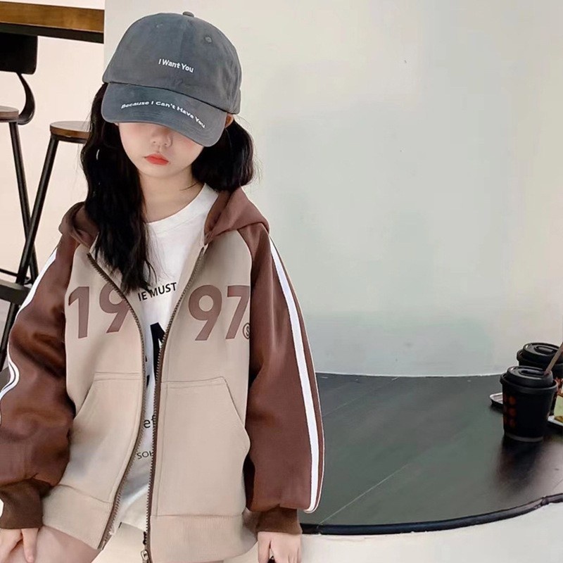 Fast Shipping 110-170 ซม.ฤดูใบไม้ร่วงฤดูหนาวสาวซิปเสื้อสเวตเตอร์ถักชุดเบสบอลแจ็คเก็ตความยาวกลาง Hooded Sweatshirt Fast Shipping