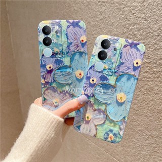 พร้อมส่ง ใหม่ เคสโทรศัพท์มือถือ ซิลิโคนนิ่ม ลายดอกไม้สีม่วง ประดับพลอยเทียม สร้างสรรค์ แฟชั่น สําหรับ VIVO V29 Pro Y27 Y78 Y36 5G 4G 2023