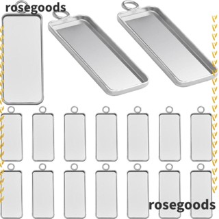 Rosegoods1 ถาดจี้ ขอบสเตนเลส สีเงิน คําสําคัญ: จี้ถาดสี่เหลี่ยมผืนผ้า, กล้องหลังเบี้ย สําหรับเครื่องประดับ ถาดสเตนเลส แฮนด์เมด สําหรับคนรักงานฝีมือ