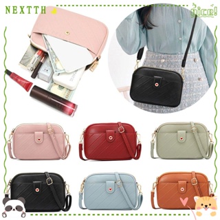 Nextth กระเป๋าสะพายไหล่ สะพายข้าง หนัง Pu ทรงหัวใจ มีซิป ทรงสี่เหลี่ยม สีพื้น แฟชั่นสําหรับสตรี