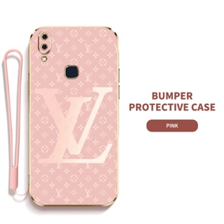 Ybd เคสโทรศัพท์มือถือ ซิลิกาเจล LV พร้อมสายคล้อง บาง ป้องกันเลนส์ สําหรับ Vivo V11 Pro Y85 V9 Youth Y97 V11i Vivo 1804 1726 1727 1806