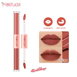 Pinkflash Double HEAD Matte ลิปสติก 2 In 1 Liquid Lip Tint ลิปกลอส Velvet Tint สูง Pigment Long-Lasting lip Glaze nuuo