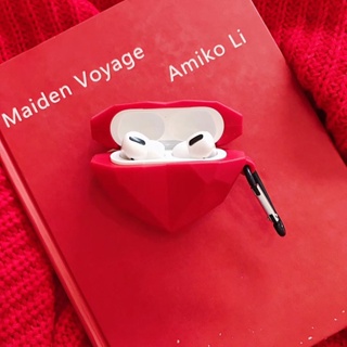 เคสหูฟังบลูทูธ ซิลิโคน ลายเพชร สีแดง กันกระแทก สําหรับ Airpods Pro3