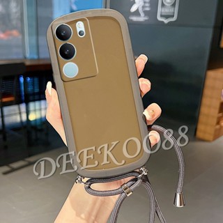 เคสโทรศัพท์มือถือ แบบนิ่ม พร้อมสายคล้องคอ สีพื้น สําหรับ VIVOV29 VIVOV29 5G 2023