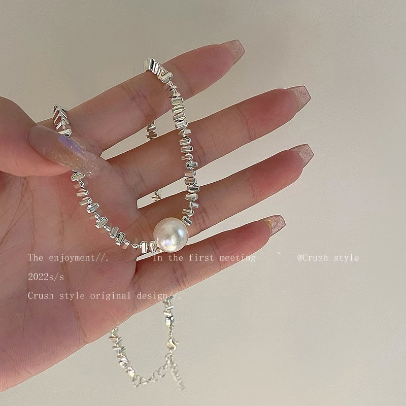 เครื่องประดับ สร้อยคอโชคเกอร์ ชุบเงิน เกรด S925 ประดับไข่มุก สวยงาม สําหรับผู้หญิง ราคา ถูกที่สุด ดีลบีเคเค แกลเลอรีภาพที่ 4