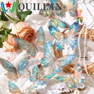 Quillan สติกเกอร์เลเซอร์ คริสตัล รูปผีเสื้อ แฮนด์เมด DIY สําหรับตกแต่งสมุดภาพ 20 ชิ้น ต่อถุง