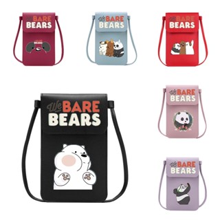 กระเป๋าสะพายไหล่ กระเป๋าสตางค์ ใบยาว ลาย We Bare Bears สไตล์เกาหลี ใส่โทรศัพท์มือถือได้ สําหรับนักเรียน