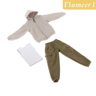 [flameer1] เสื้อกันหนาว มีฮู้ด และกางเกงคาร์โก้ แขนกุด สเกล 1/12 สําหรับตุ๊กตา ฟิกเกอร์ 6 นิ้ว