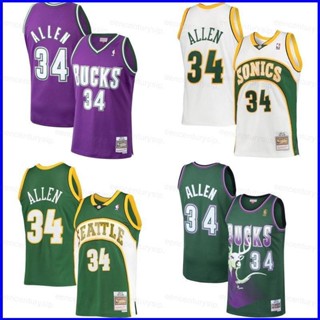 เสื้อกีฬาแขนกุด ลายทีม MilwaukeeBucks Ray Allen GP1 NBA พลัสไซซ์ สําหรับผู้ชาย และผู้หญิง PG1