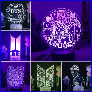 โคมไฟกลางคืน LED รูป BTS Bangtan Boys GP1 เปลี่ยนสีได้ พร้อมรีโมตคอนโทรล สําหรับตกแต่งบ้าน ห้องนอน