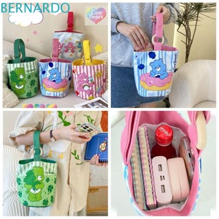 Bernardo Carebears กระเป๋าถือ ผ้าแคนวาส พิมพ์ลายการ์ตูนหมี สีรุ้ง จุของได้เยอะ สําหรับใส่อาหารกลางวัน ปิกนิก