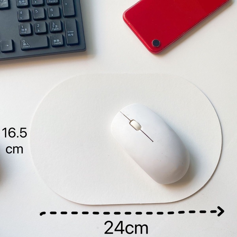 แผ่นรองเมาส์ คีย์บอร์ด หนัง ขนาดเล็ก ทรงวงรี สีขาว แบบเรียบง่าย สําหรับสํานักงาน