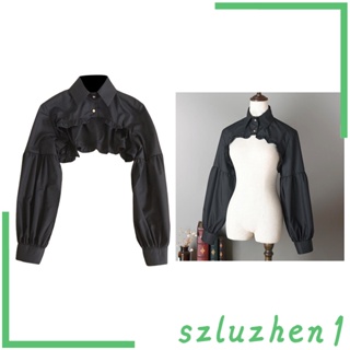 [Szluzhen1] เสื้อเบลาส์ครึ่งแขน ผ้าฝ้าย คอปกปลอม ถอดออกได้ หรูหรา สําหรับผู้หญิง