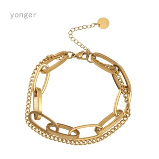 Yonger สร้อยข้อมือ กําไลข้อมือโซ่ สเตนเลส สีทอง สวยหรู ของขวัญ สําหรับผู้หญิง