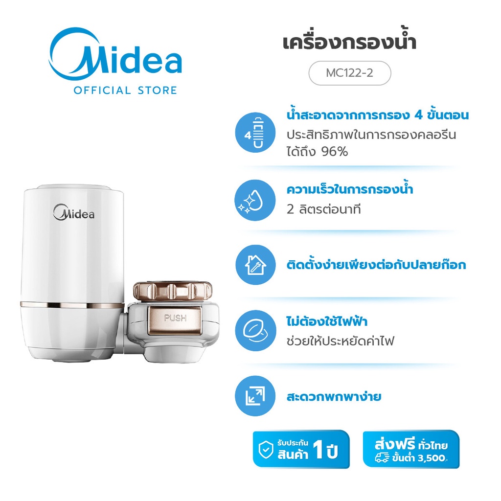 [🚚ส่งด่วน] Midea เครื่องกรองน้ำใช้ไมเดีย ไส้กรอง CTO Carbon (Water Purifier) รุ่น MC122-2