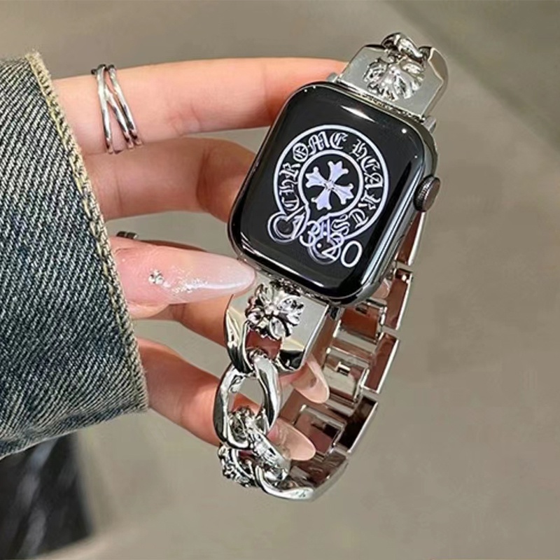 สายสแตนเลส Krochin สไตล์โซ่คาวบอย สำหรับ Apple Watch Strap Series 11 10 Ultra 2 9 8 7 6 5 SE 4 3 สายนาฬิกา Band iWatch 49 46 45 44 42 41 40 38mm