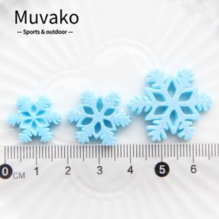 Muvako เกล็ดหิมะเรซิ่น กลิตเตอร์ สีฟ้าอ่อน 3 ขนาด 50 ชิ้น DIY