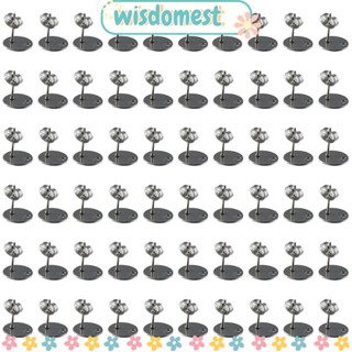 WISDOMEST ต่างหูสตั๊ด พร้อมรู ทรงกลม ผีเสื้อ ด้านหลัง แบน กลม ต่างหู โพสต์ เครื่องประดับ ต่างหู สเตนเลส ต่างหู โพสต์ สําหรับผู้หญิง