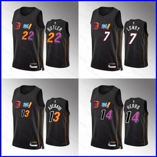 เสื้อกีฬาแขนกุด ลายทีม GP1 NBA Jersey Miami Heat Butler Adebayo Lowry Herro Classic Jersey พลัสไซซ์ PG1