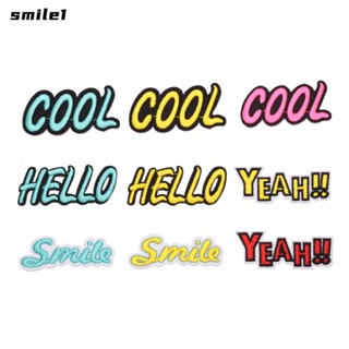 แผ่นแพทช์ปักลายตัวอักษรภาษาอังกฤษ HELLO Smile YEAH สีสันสดใส สําหรับหมวก กางเกงยีน 18 ชิ้น