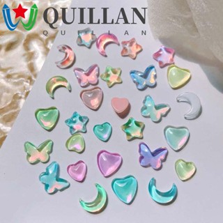 Quillan อุปกรณ์ตกแต่งเล็บ พลอยเทียม รูปดาว พระจันทร์ ออโรร่า DIY สําหรับตกแต่งเล็บ 20 ชิ้น ต่อชุด