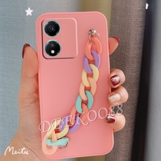 พร้อมส่ง เคสโทรศัพท์มือถือ ซิลิโคนนิ่ม TPU พร้อมสายโซ่คล้อง สีรุ้ง หลากสี สําหรับ Honor X6a X5 Plus 90 Lite Pro 5G 4G X5+ HonorX6a HonorX5