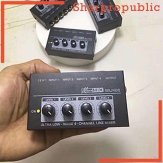 [Sharprepublic] เครื่องมิกเซอร์เสียง 12V 4 ช่อง คุณภาพสูง ขนาดเล็ก พกพาง่าย สําหรับกีตาร์ เบส คีย์บอร์ด มิกเซอร์ สตูดิโอ บันทึกเสียงเวที