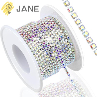 Jane สายโซ่คริสตัล พลอยเทียม 10 หลา 10 หลา SS6 2 มม. สี AB DIY สําหรับตกแต่งช่อดอกไม้งานแต่งงาน