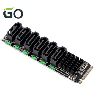 การ์ดอะแดปเตอร์ PCIE M.2 NVME เป็นการ์ด SATA M.2 NVME เป็น SATA3.0 PCIE เป็น SATA 6Gpbsx6 พอร์ต ASM1166