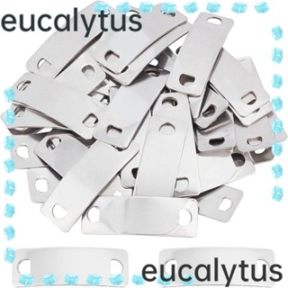 Eucalytus1 จี้โลหะสเตนเลส ทรงสี่เหลี่ยมผืนผ้า สีเงิน สําหรับปั๊มเครื่องประดับ