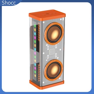 Shocc ลําโพงซับวูฟเฟอร์ไร้สาย บลูทูธ 3d มีไฟ Led หลากสี แบบพกพา