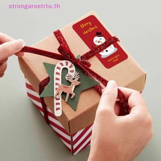 Strongaroetrtu สติกเกอร์ฉลากซีล ทรงสี่เหลี่ยมผืนผ้า ลาย Merry Christmas Thank You สําหรับตกแต่งกล่องของขวัญ งานแต่งงาน 100 ชิ้น