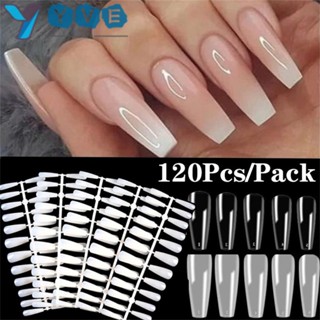 Yve เล็บปลอมอะคริลิค สีธรรมชาติ สําหรับตกแต่งเล็บเจล UV 120 ชิ้น