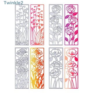 Twinkle แม่พิมพ์กรอบโลหะ ทรงสี่เหลี่ยมผืนผ้า ลายดอกไม้ ใบไม้ 4 แบบ 4 ชิ้น