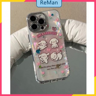 เคสโทรศัพท์มือถือ ลายดอกไม้ สุนัขน้อยน่ารัก สีขาว สําหรับ Apple Iphone 11 14Promax 13 12pro 14Promax 14plus 13 12pro 12 11 pro max Xr Xs max 7 8 Plus 13 pro max 13 12 12pro 11promax