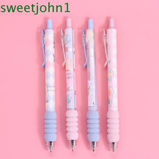 Sweetjohn ปากกาเจล หมึกสีดํา ไม่เจ็บนิ้ว 0.5 มม. สําหรับนักเรียน 4 ชิ้น ต่อชุด