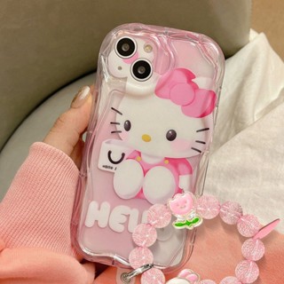 เคสโทรศัพท์มือถือ TPU นิ่ม ปิดด้านหลัง ลายการ์ตูนคิตตี้ แมวน่ารัก พร้อมสายโซ่ สําหรับ VIVO S1 Pro T1 V15 Pro V20 Pro V23E V25E V27 Pro V27E Z1 Pro