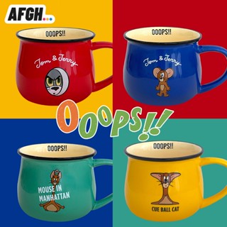 แก้วกาแฟเซรามิค ลายการ์ตูนแมว Tom and Jerry น่ารัก ขนาด 350 มล. พร้อมฝาปิด เหมาะกับของขวัญ ของใช้ในครัวเรือน สําหรับเด็ก